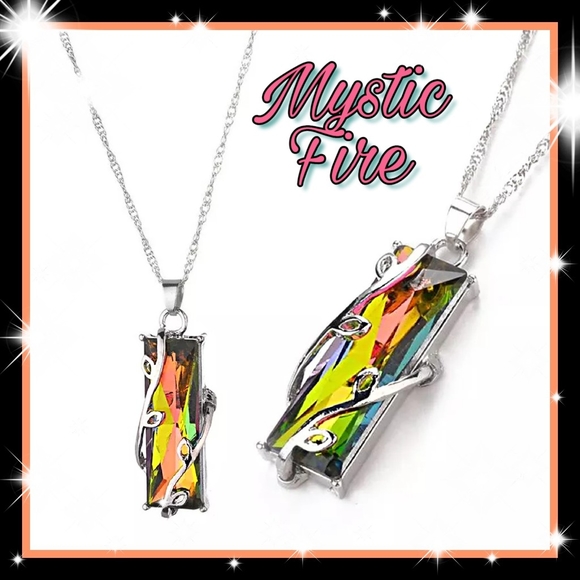 New! Mystic Fire Topaz 925SS 20" Necklace - Picture 3 of 4